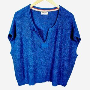 Zenana L/XL Blue Pullover, Boxy, Sleeveless Sweater